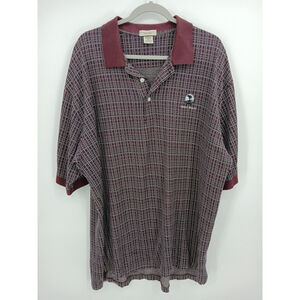 Pebble Beach Golf Polo Shirt Mens Size 2XL Burgundy Cotton Plaid
